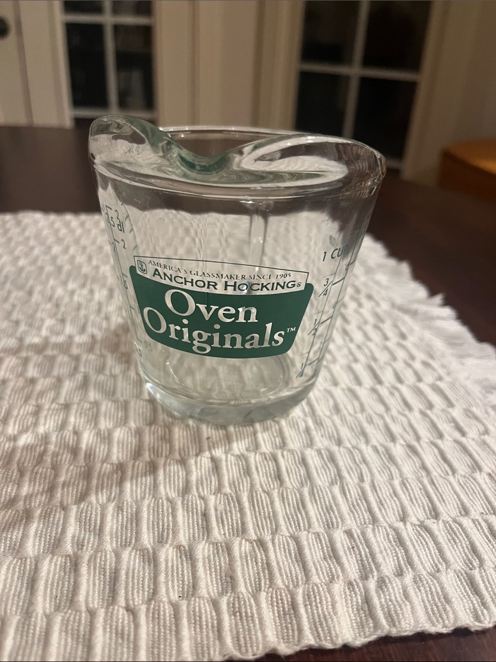 Anchor Hocking Clear Glass Measuring Cup with Green Logo